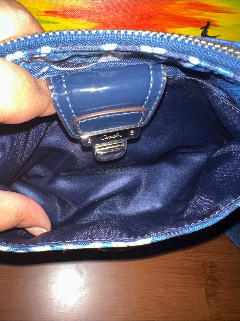 Coach Blue Signature Print Crossbody with Navy Trim - Picture 7 of 7